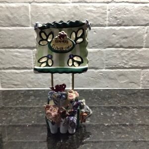 Blue Sky Clayworks Heather Goldminc Flower Cart Tea Light HoldeR